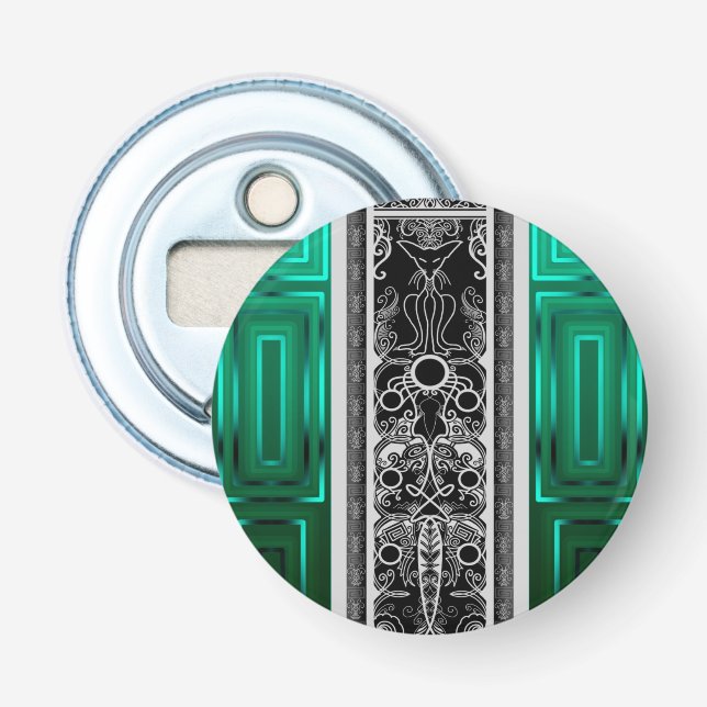 Emerald Scroll Cat Bottle Opener (Front)