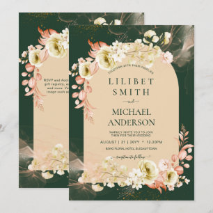 Emerald Season Coral Green Floral Wedding