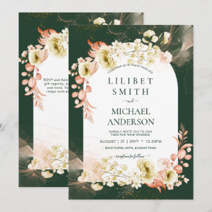 Emerald Season Coral Green Floral Wedding