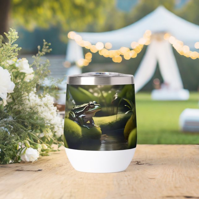 Emerald Serenity: A Green Frog by the River, (Wedding (Rotated))
