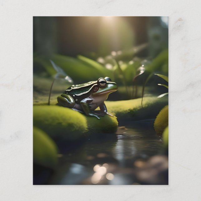 Emerald Serenity: A Green Frog by the River Flyer (Front)