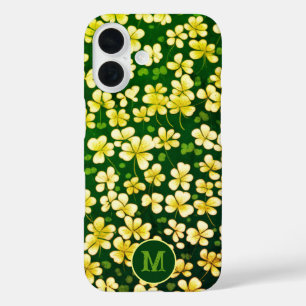 Emerald Shamrock Tapestry: Dark Green Delight iPhone 16 Case
