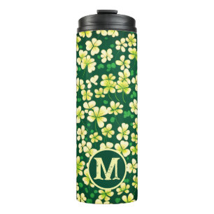 Emerald Shamrock Tapestry: Dark Green Delight Thermal Tumbler