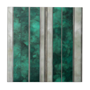 Emerald Silver Line Pattern Tile