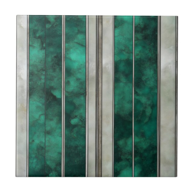 Emerald Silver Line Pattern Tile (Front)