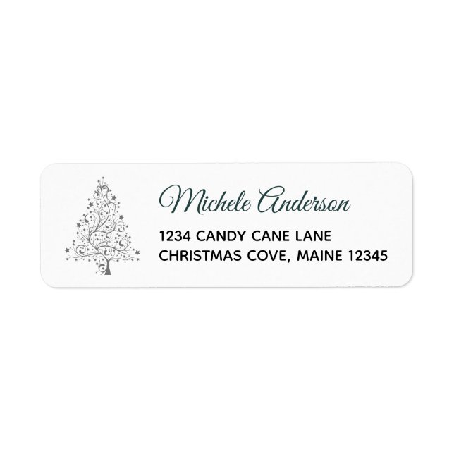 Emerald Silver Winter Holiday Return Address (Front)