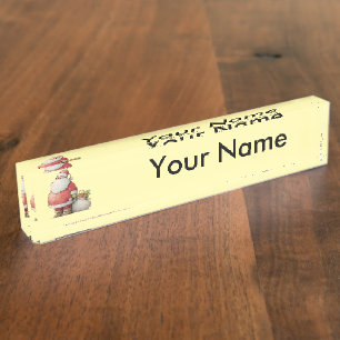 Emerald Smiple Cute Santa  Nameplate