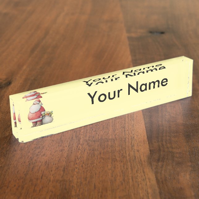 Emerald Smiple Cute Santa  Nameplate (Side)