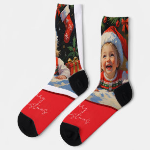 Emerald Smiple Cute Santa Socks