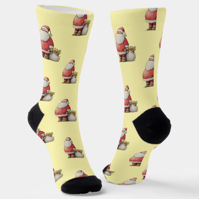 Emerald Smiple Cute Santa  Socks (Angled)