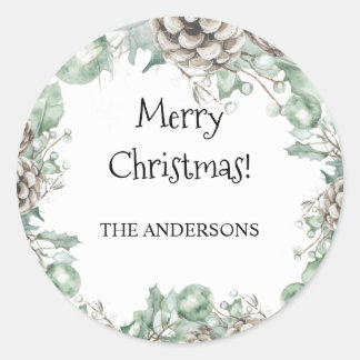 Emerald soft green country theme classic round sticker