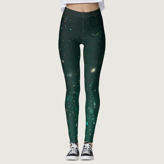 Emerald Sparkle Galaxy Leggings (Front)