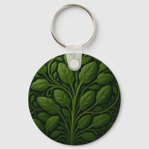 Emerald Spinach Leaf Pattern Key Ring