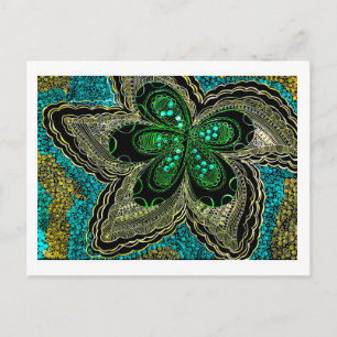 Emerald Teal Mandala Flower Postcard