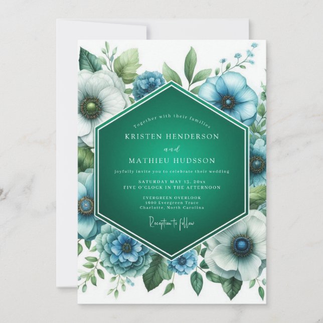 Emerald Teal Palette Wedding Invitation (Front)