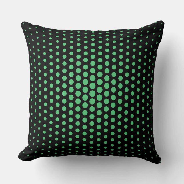Emerald Techno Dots Modern Black Cushion (Front)