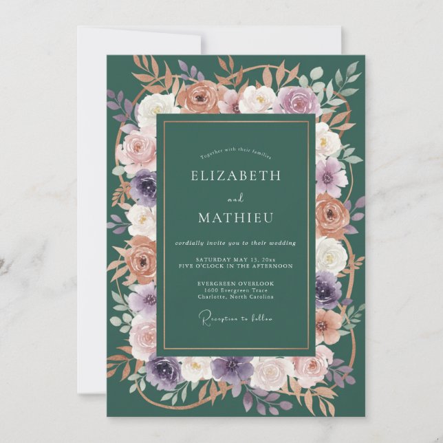 Emerald Terracotta Vine Wedding Invitation (Front)