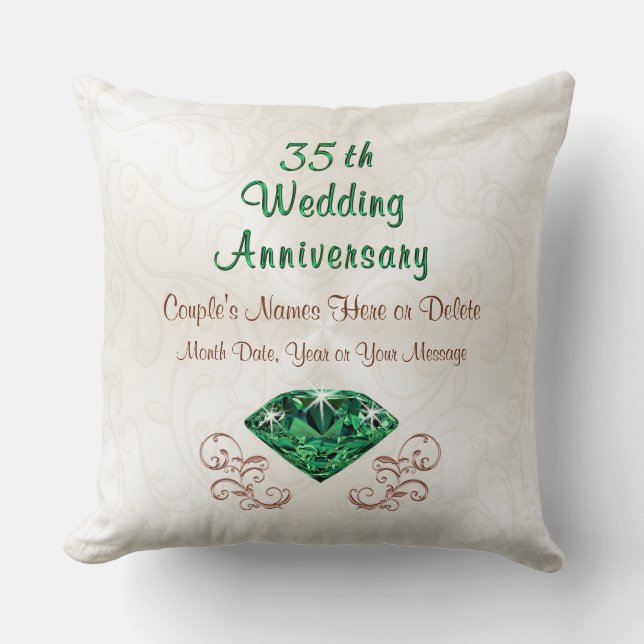 Emerald Themed Thirty Fifth Anniversary Gifts Cushion (Front)