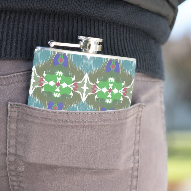 Emerald Tide Kaleidoscope Hip Flask (In Situ)