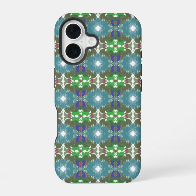 Emerald Tide Kaleidoscope iPhone 16 Case (Back)