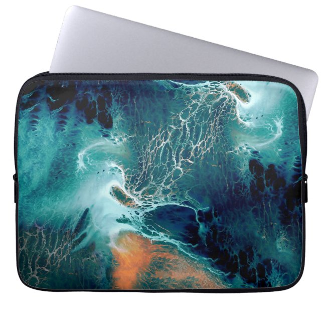 Emerald Tides in Motion Laptop Sleeve (Front)
