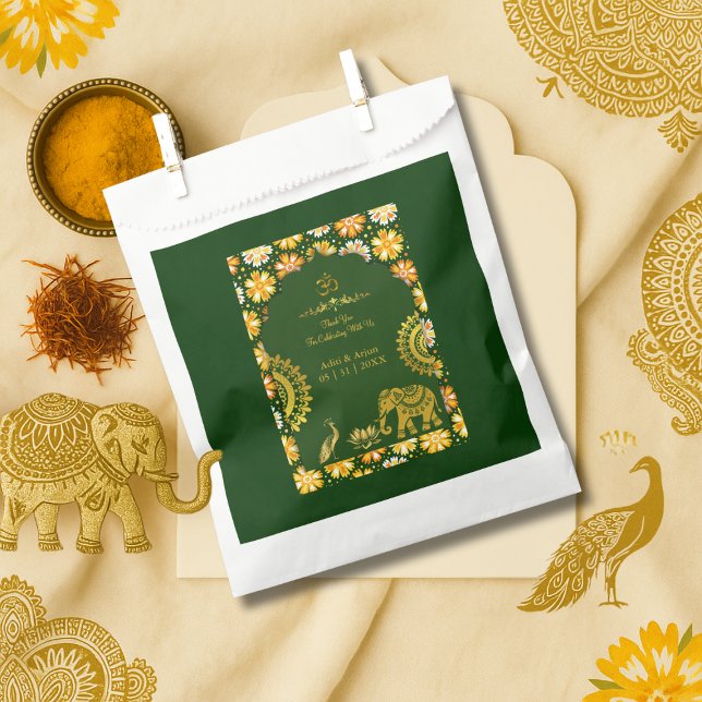 emerald traditional hindu motifs wedding thanks favour bags (Creator Uploaded)