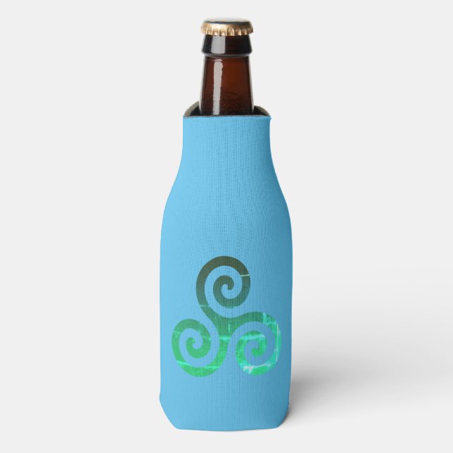 Emerald Triskele Ancient Celtic Symbol Bottle Cooler (Bottle Front)