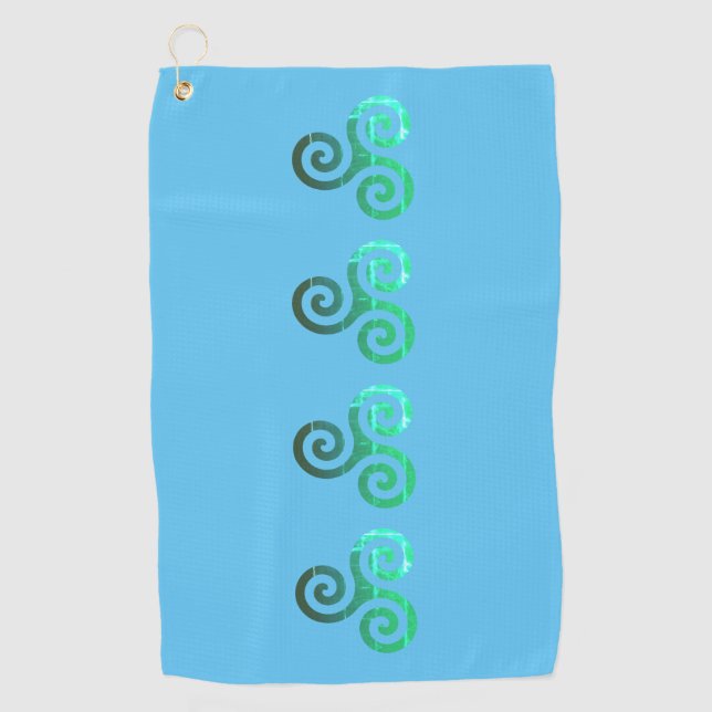 Emerald Triskele Ancient Celtic Symbol Golf Towel (Front)