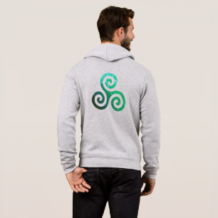 Emerald Triskele Ancient Celtic Symbol Light Grey Hoodie