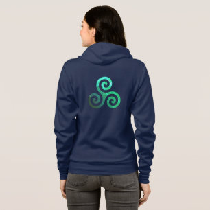Emerald Triskele Ancient Celtic Symbol Navy Blue Hoodie