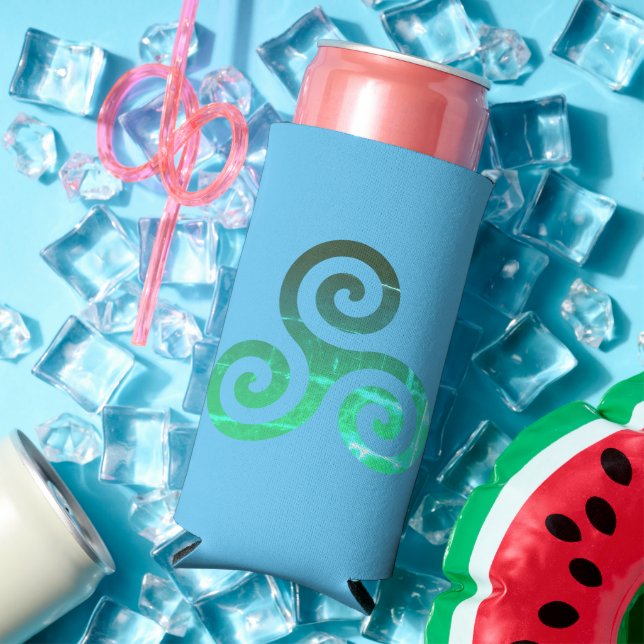 Emerald Triskele Ancient Celtic Symbol Seltzer Can Cooler (In Situ Summer)