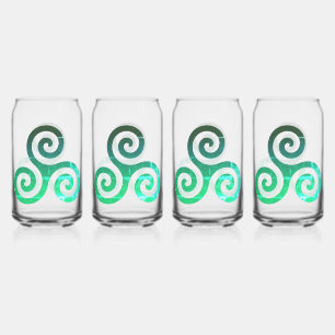 Emerald Triskele Ancient Celtic Symbol Set Can Glass