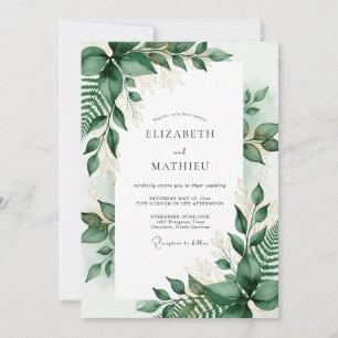 Emerald Verdant Botanical Wedding Invitation