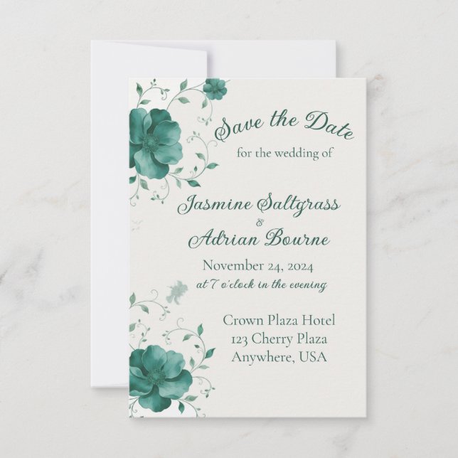 Emerald Vine Wedding Save The Date (Front)