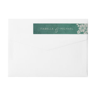 Emerald vintage lace rustic wedding monogram wrap around label