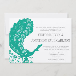 Emerald Vintage Modern Peacock Wedding Invite