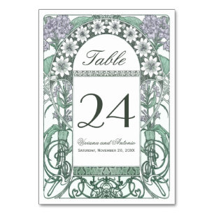 Emerald Violet Garden Wedding Table Numbers