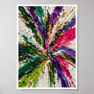 Emerald Violet Gold Starburst Abstract Art Print