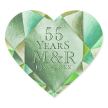 Emerald Watercolor Heart 55th Wedding Anniversary