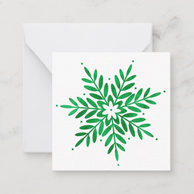 Emerald Watercolor Snowflake   Card (Front)