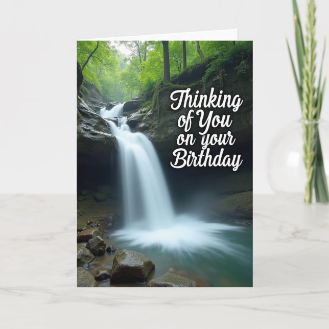 Emerald Waterfall Birthday Card (Front)