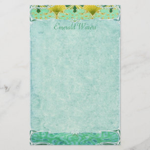 Emerald Waters - Art Nouveau Stationery