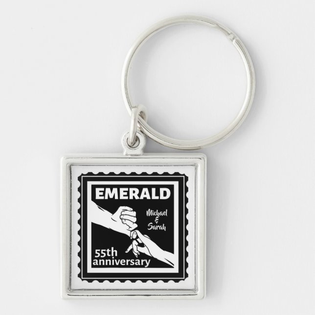 Emerald wedding anniversary 55 years key ring (Front)