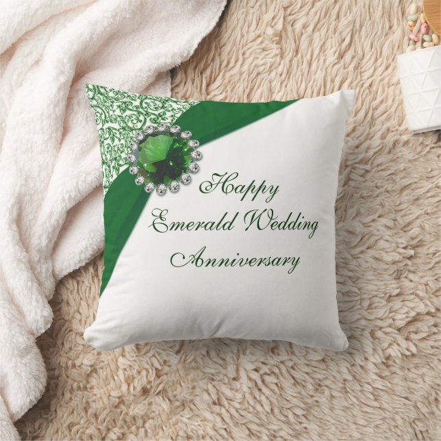 Emerald Wedding Anniversary Throw Pillow (Blanket)