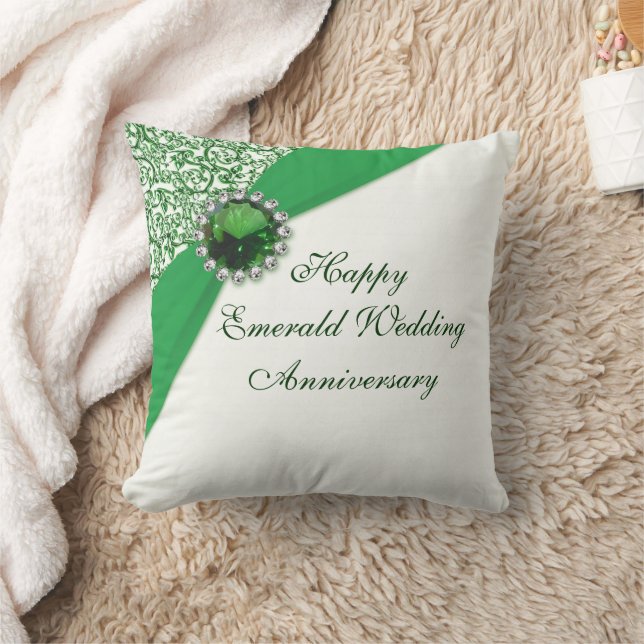 Emerald Wedding Anniversary Throw Pillow (Blanket)