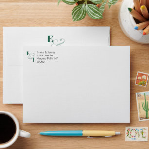 Emerald Wedding Front Address Ampersand Envelope