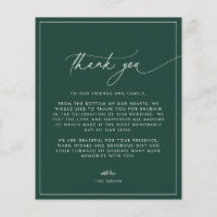 Emerald Wedding Photo Thank You Card
