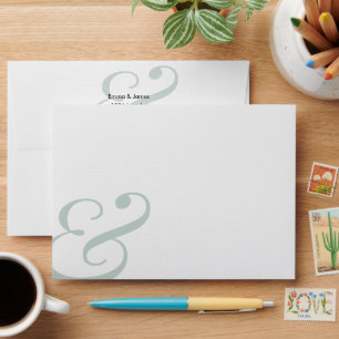 Emerald Wedding Return Address Ampersand Envelope