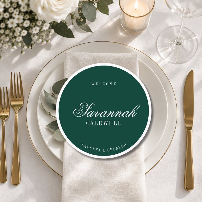 Emerald White Formal Round Wedding Guest Place Programme (Creator Uploaded)
