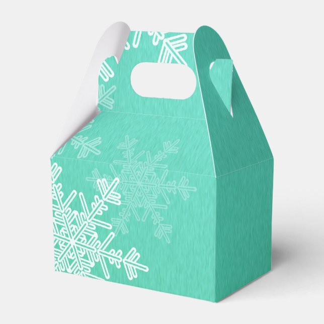 Emerald White Snowflakes Minimalist Christmas Favour Box (Front Side)